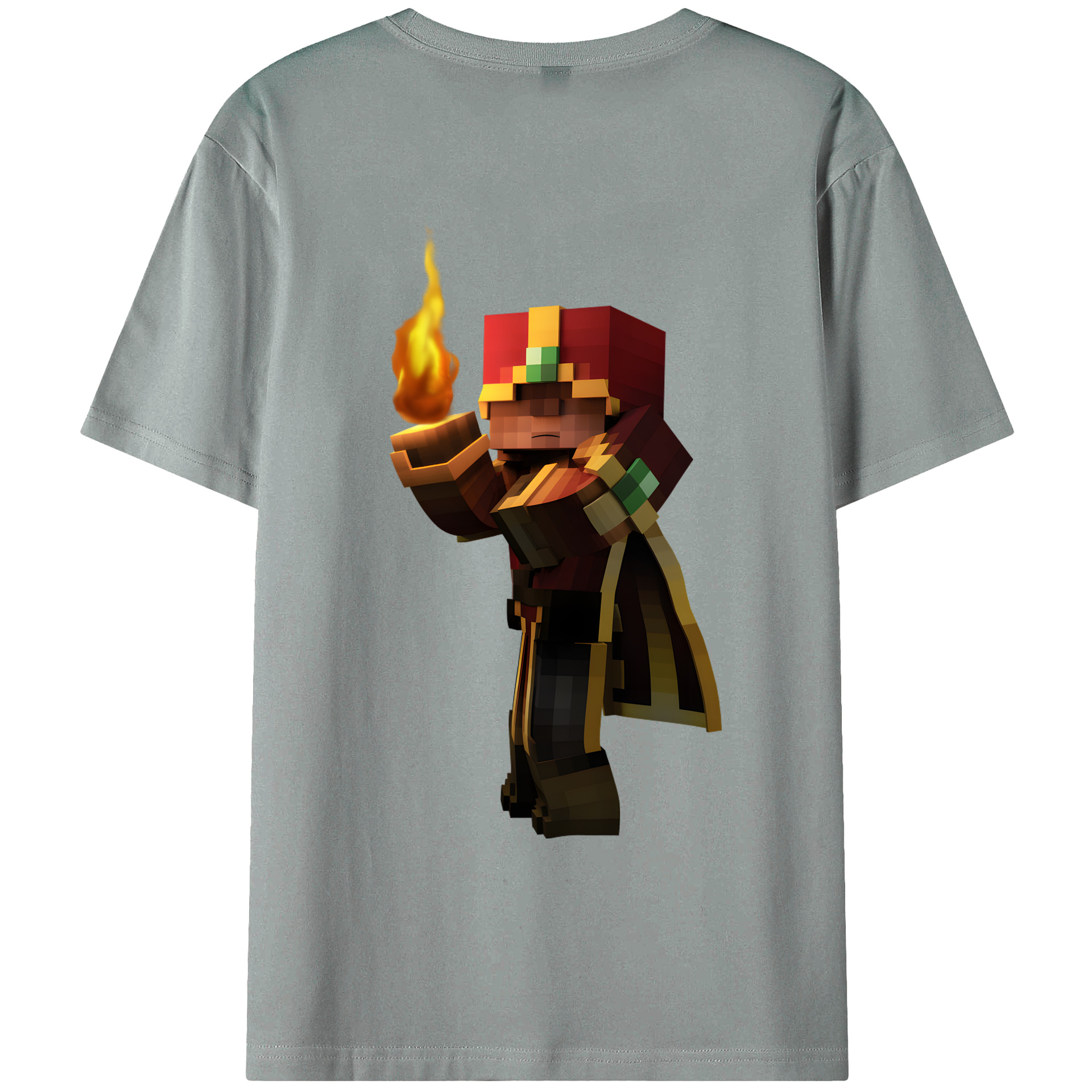 （画像用） マインクラフト ブロックの世界 Minecraft MC Block world 綿100％ メンズ半袖Tシャツ（バックプリント） 通気性